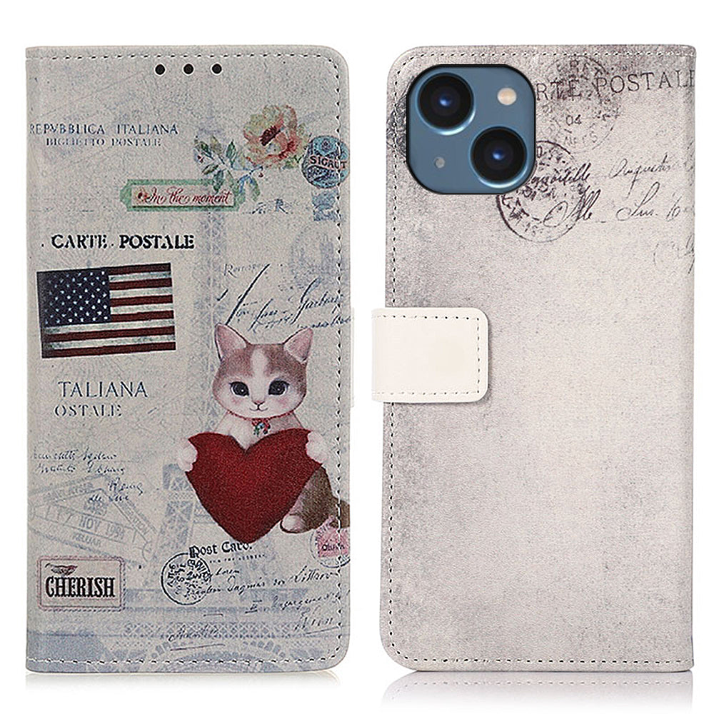 For iPhone 15 Plus PU Leather TPU Wallet Case Pattern Printing Phone Stand Cover For iPhone 15 Plus PU Leather TPU Wallet Case Pattern Printing Phone Stand Cover